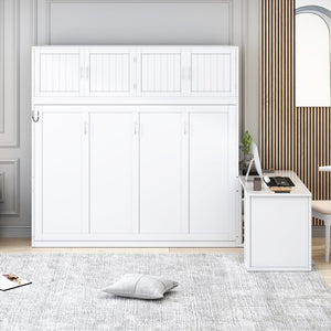 English Elm Queen Murphy Bed With Desk & Storage Shelves - Versatile, Space-Saving Solution For Modern Homes N820S10034K-GIGA
