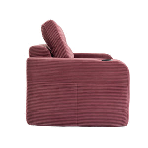 English Elm Convertible Floor Sofa Bed with Memory Foam and Ribbed Corduroy for Small Spaces Wine Red W395P438031