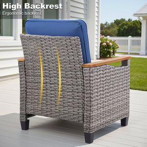 English Elm 73.2" Outdoor Handwoven Rattan 3 Seat Sofa with Olefin Cushions for Porch or Patio T3773P418282