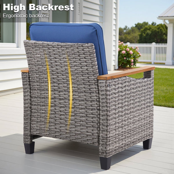 English Elm 73.2" Outdoor Handwoven Rattan 3 Seat Sofa with Olefin Cushions for Porch or Patio T3773P418282