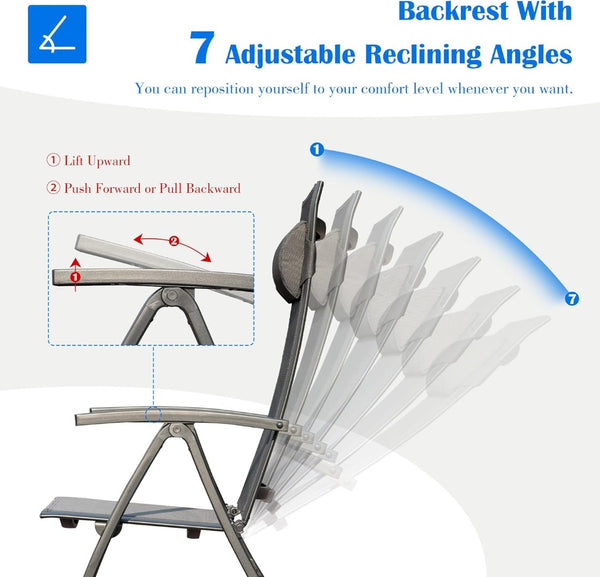 English Elm Patio Folding Chairs Set Of 2 – Lightweight, Ergonomic, Textilene Fabric For Ultimate Outdoor Comfort W1859P321614-GIGA