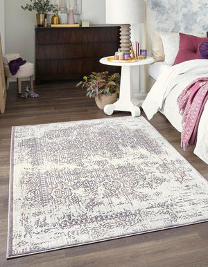 Unique Loom Aberdeen Stanhope Machine Made Border Rug Violet, Light Brown 9' 0" x 12' 0"