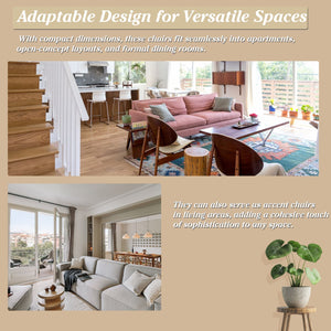 English Elm Modern Ergonomic PU Leather Dining Chairs Set of 2 with Reinforced Lumbar Support, Compact Style & Comfort Walnut,White N842P299017H