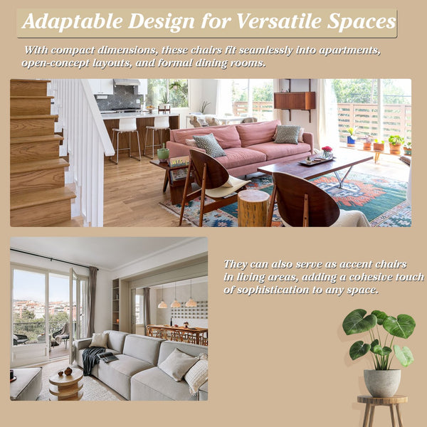 English Elm Modern Ergonomic PU Leather Dining Chairs Set of 2 with Reinforced Lumbar Support, Compact Style & Comfort Walnut,White N842P299017H