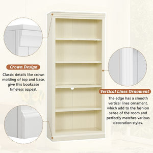 English Elm 83" 5-Tier Bookcase Suite with LED Light Strip, Adjustable Shelves, Cable Management & Solid Wood Frame Beige+yellow N751S246920A