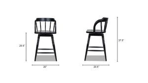 English Elm Jennifer Taylor Home - Breda Handmade 25.5" Turned Bubble Spindle Low-Back Swivel Wood Counter Stool, Eco Rubberwood Finish B2719P238394