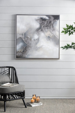 English Elm 39.4X39.4" Stormy Skies Framed Hand-Painted Wall Art - Evocative Modern Decor For Tranquil Spaces W2078P313333