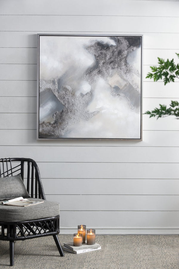 English Elm 39.4X39.4" Stormy Skies Framed Hand-Painted Wall Art - Evocative Modern Decor For Tranquil Spaces W2078P313333