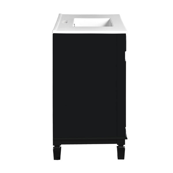 English Elm 36'' Modern Bathroom Vanity With Black Ceramic Top, Soft Closing Doors & Drawers For Stylish Storage N710P230231B