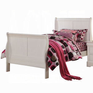 English Elm Louis Philippe Iii Sleigh Bed In White Finish - Timeless Elegance For Your Bedroom, Durable Design B2726S00544