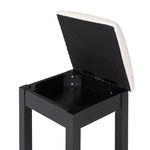English Elm Contemporary Glam Vanity with Rhinestone Trim and Tempered Glass Top, High Gloss Finish, Illuminated Appeal Black 37 L x 24 W x 34 H B2741S00673