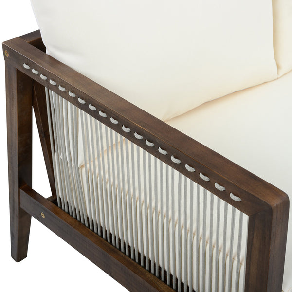 English Elm Outdoor Acacia Wood Loveseat Set with Rope Woven Panels and Matching Coffee Table Beige,Dark Brown N768P408131D