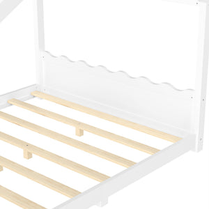 English Elm Queen House Frame Floor Bed Solid Pine Montessori Low Profile Kids Bedroom Light White W1580P387847