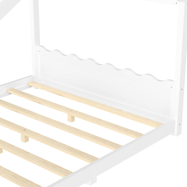 English Elm Queen House Frame Floor Bed Solid Pine Montessori Low Profile Kids Bedroom Light White W1580P387847
