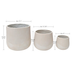 English Elm Large Magnesium Oxide Round Planter Set of 3 Lightweight Outdoor Patio Garden Pots W5212P434273