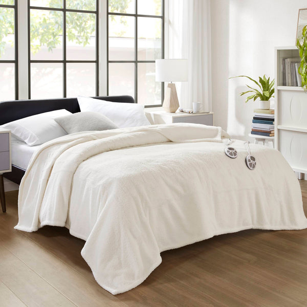 English Elm 1 Full Size Electric Blanket Faux Feathersoft Plush 10 Heat Settings Auto Shutoff Ivory B035P319615