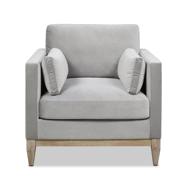 English Elm Jennifer Taylor Home - Knox 36" Plush Velvet Arm Chair In Opal Grey - Modern Farmhouse Design With Removable Cushions B2719P238324