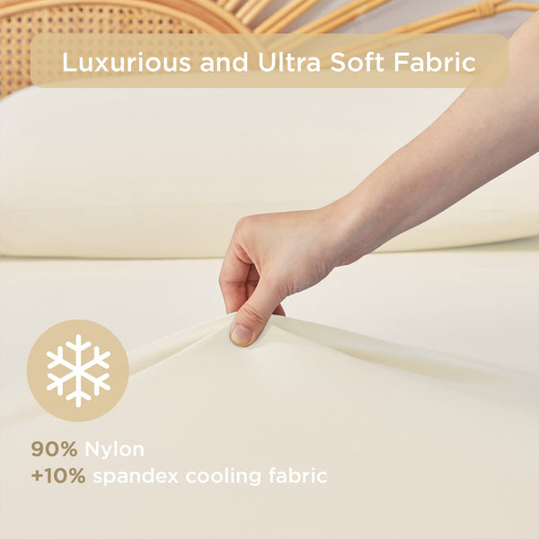 JLA Home Main Street - Cooling breathable 3pc sheet set — moisture-wicking, four-way stretch knit for cool, snug comfort Ivory OLX10-0019