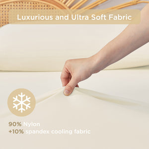 JLA Home Main Street - Cooling breathable 3pc sheet set with silky nylon-spandex stretch, moisture-wicking comfort for sleep Ivory OLX10-0021