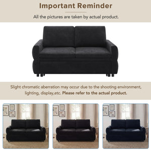 English Elm Convertible Chenille Sleeper Loveseat with Usb Ports and Reclining Backrest for Small Spaces Black N719P390439B