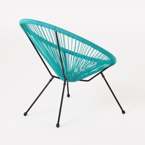 English Elm Anson Outdoor Accent Chairs Set of 2 Woven Rattan Basket Seat Patio Lounge Pair Teal N773P404950T