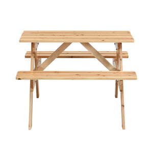 English Elm Children's Natural Wood Dining Table and Chairs Set – Multi-Functional, Durable, Perfect Gift for Kids W495P298900