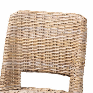 English Elm Modern Seagrass Woven Acacia Wood Dining Chair Set Bohemian Organic Style B2750P467742
