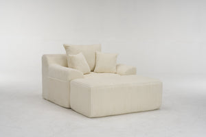 English Elm Oversized corduroy chaise lounge with ottoman, plush boneless sofa, ergonomic pillows for relaxing comfort Beige W1901P278402