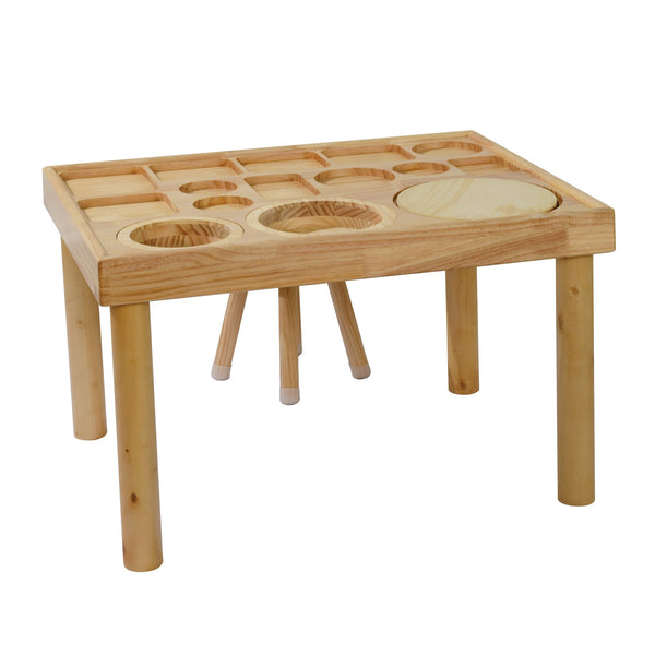English Elm Sensory Wooden Toddler Table with 2 Chairs, Double-Sided Sand & Water Playboard, Safe Craft Station W2203P363300