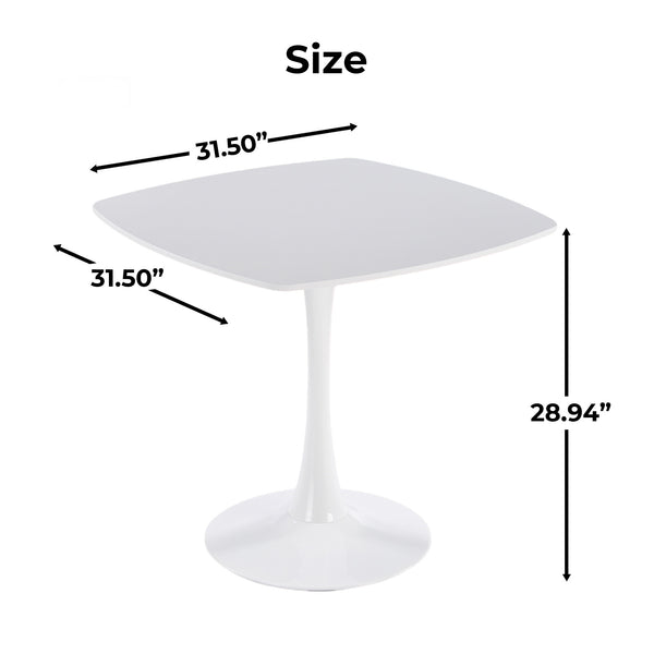 English Elm 1+4,5pieces Mid-century Dining Set White Mdf Top Tapered Metal Legs Seats Six W3766S00010