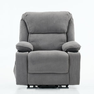 English Elm Gray Corduroy Recliner with Heated Massage, Remote & Assistive Lift, Cup Tray for Seniors Comfort W570P320447