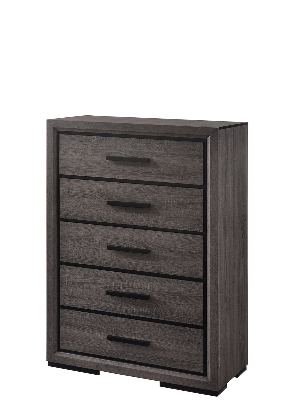 English Elm Contemporary Chic Five-Drawer Chest with Chrome Legs, High-Gloss Coating, Smooth Modern Design Gray 38 L x 20 W x 52 H B2741P368908