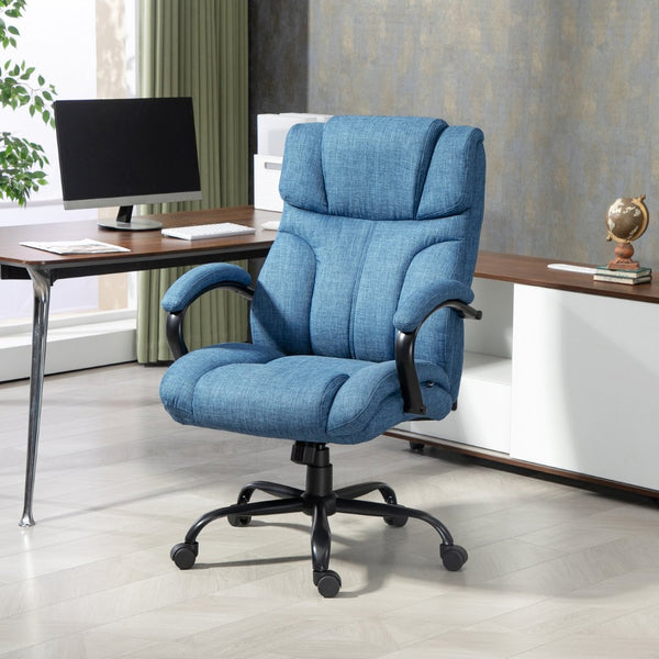 English Elm Vinsetto Big & Tall Office Chair - 500Lbs Capacity, Adjustable Height, Linen Upholstery & Swivel Wheels W2225P217953-GIGA