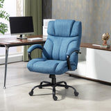 English Elm Vinsetto 500Lbs Big and Tall Office Chair With Wide Seat, Executive Computer Chair With Adjustable Height, Swivel Wheels and Linen Finish, Blue