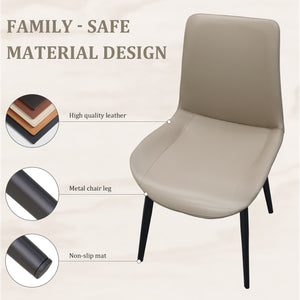 English Elm Light Grey PU Leather Dining Chair Set of 2 with Metal Legs, Modern Upholstered, Stain-Resistant, Sturdy Design T3967P392414