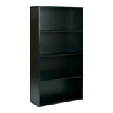 OSP Home Furnishings Prado 60" 4-Shelf Bookcase Black