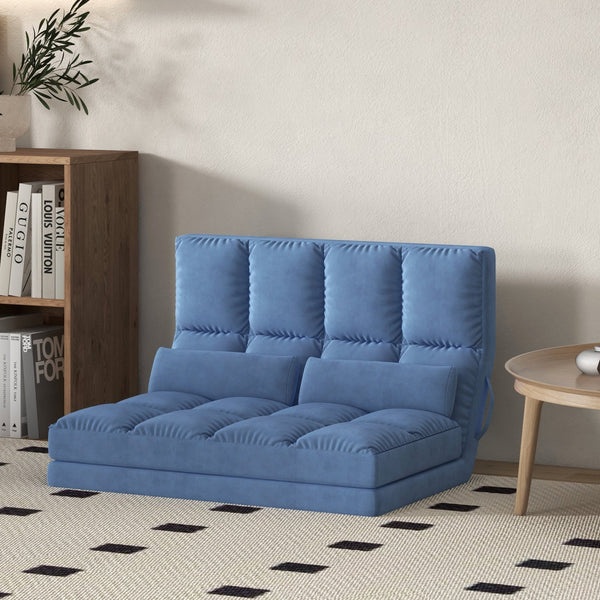 English Elm Homcom Convertible Floor Sofa Chair Bed With Adjustable Backrest & Pillows - Space-Saving Comfort W2225P217473