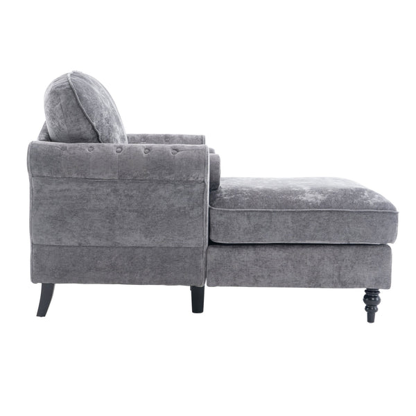 English Elm [new] Chenille Upholstered Chaise Lounge Sleeper Chair with Pocketed Spring Cushions W2363S00086