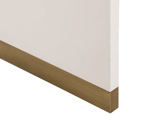 Sunpan Ilona Desk - Contemporary Oyster Shagreen Finish with Antique Brass Base and Sleek Curved Design