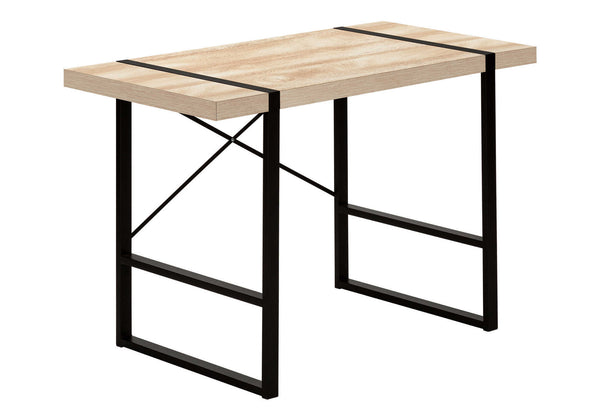 English Elm Computer Desk - Stylish Natural Laminate With Black Metal Frame, Perfect For Home Office & Study B2710P219880