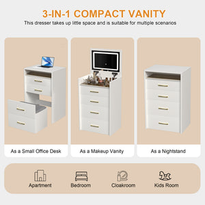 English Elm 3 3 in 1 Vanity Desk with Glass Top, Flip-Top Jewelry Organizer, Hidden Storage & Plush Bench W509P238992