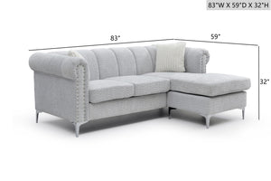 English Elm Sammy Chenille Chaise Sofa with Chrome Nailheads Mid-century Plush Seating for Living Room B078S00658