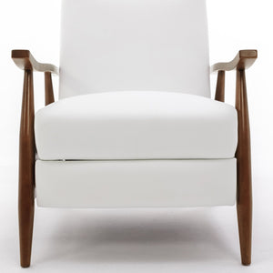 English Elm Sarasota Wood Arm Push Back Recliner with Leather Gel Upholstery, Chestnut Arms & 3-Position Comfort White B050P281017