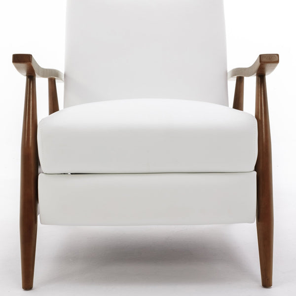 English Elm Sarasota Wood Arm Push Back Recliner with Leather Gel Upholstery, Chestnut Arms & 3-Position Comfort White B050P281017