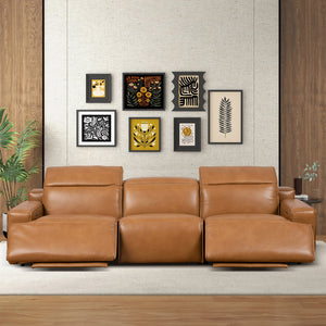 English Elm Urbana Triple Power Reclining Sofa in Top Grain Leather for Modern Living Rooms B183S00114