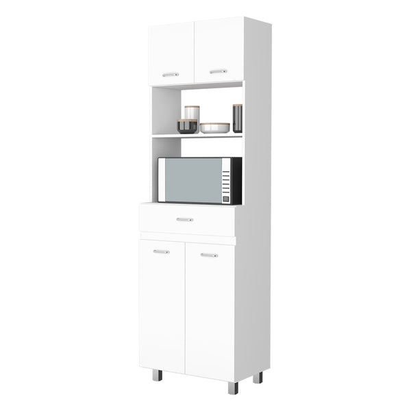 English Elm Auburn Microwave Pantry Cabinet with Open Shelf Drawer and Dual Enclosed Storage B128S00206