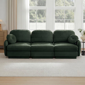 English Elm 105"chenille Cloud Sofa Quilted Plush Three Seater with Deep Cushions for Living Room Green W714S01768