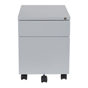 OSP Home Furnishings 22" Mobile Steel File Pedestal with Locking Drawers for Office or Standing Desk Use PM22BF-SV