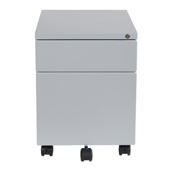 OSP Home Furnishings 22" Mobile Steel File Pedestal with Locking Drawers for Office or Standing Desk Use PM22BF-SV