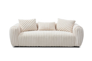 English Elm Cancun White Bouclé Sofa G00932A-S — Compact Upholstered Comfort, Durable Frame, Plush Back Pillow B078S00628